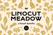 Linocut Meadow Clipart Bundle, an Illustration by ClayStudio (Thumbnail 1 of 8)