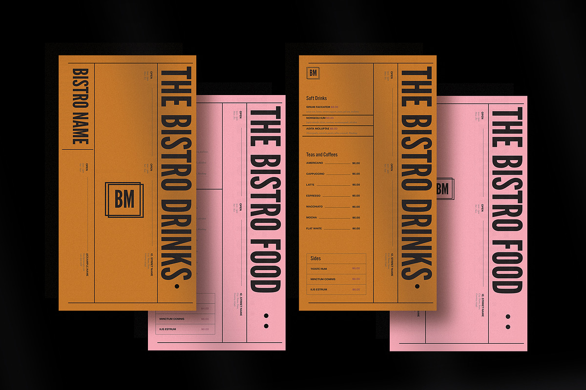 Pink and Brown Bistro Menu, a Print Template by wavebreak
