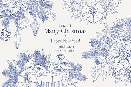 Christmas Hand drawn Vector set, an Object Illustration by ON_lineart_store
