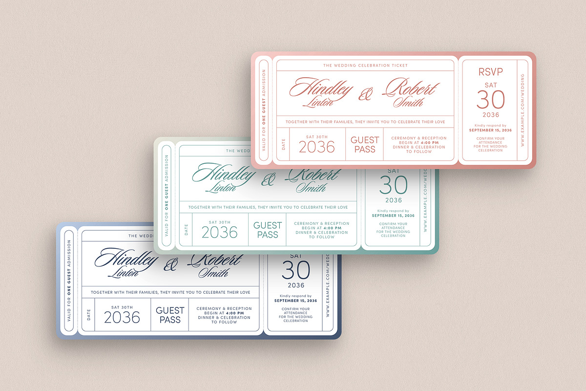 Wedding Ticket Invitation Template, an Invitation Template by BrandPacks (Photo 2 of 4)