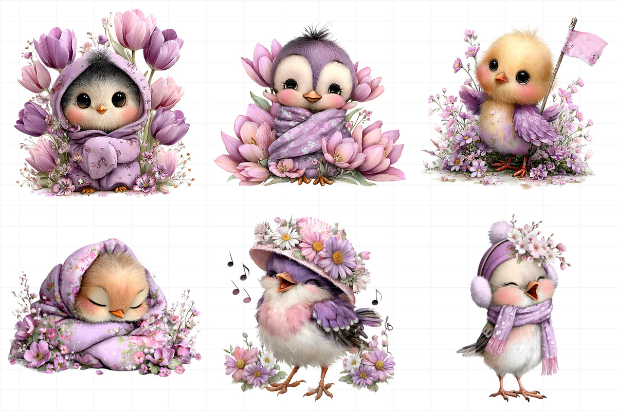 Whimsical Easter Birds Clipart, an Illustration by Daily.Designs (Photo 8 of 8)