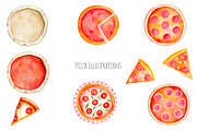 Watercolor Let`s make a pizza set, a Food Illustration by Art and Funny (Thumbnail 3 of 6)