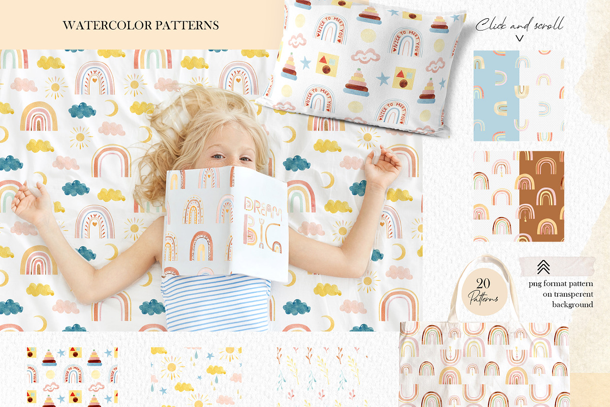Watercolor rainbow abstract cute, an Illustration by AnnaTkachi (Photo 7 of 8)
