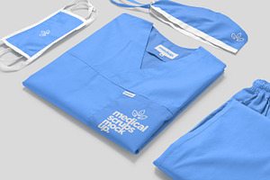 Medical Scrub Mockups, a Mask Mockup by GfxFoundry