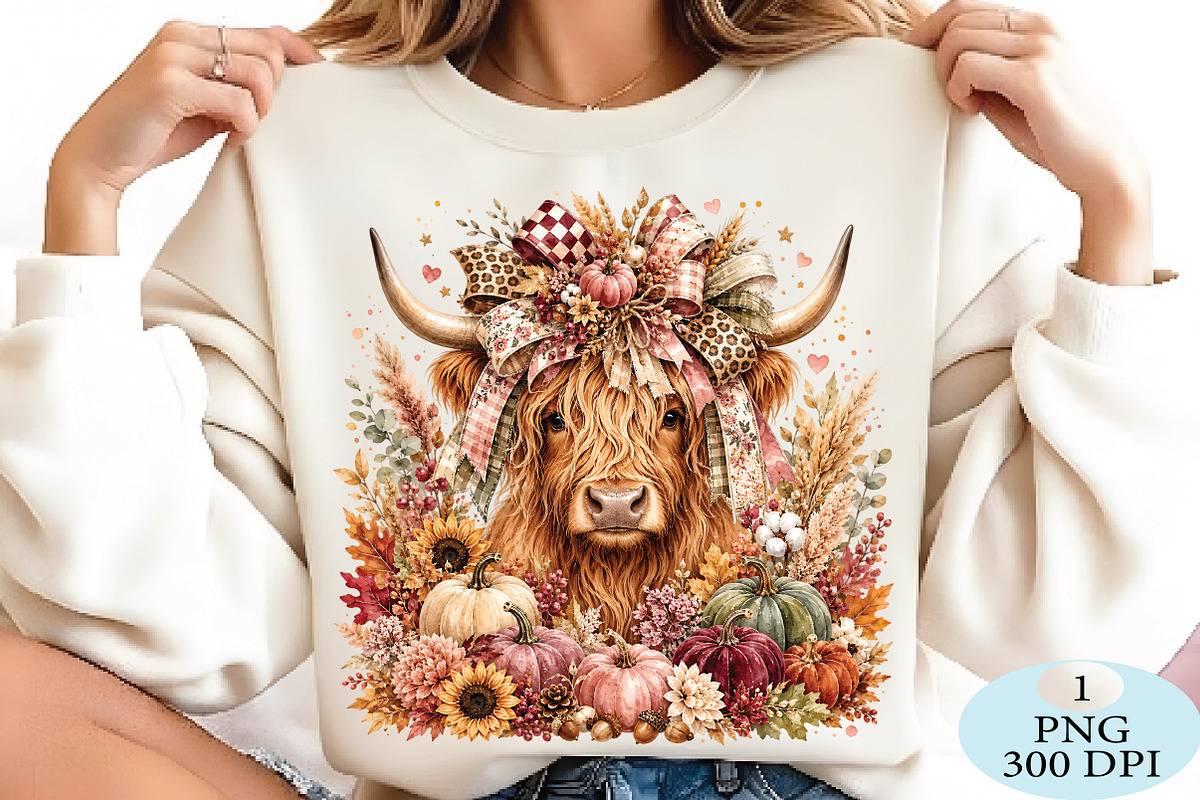 Fall Highland Cow PNG, a Seasonal Illustration by Daily.Designs (Photo 2 of 5)
