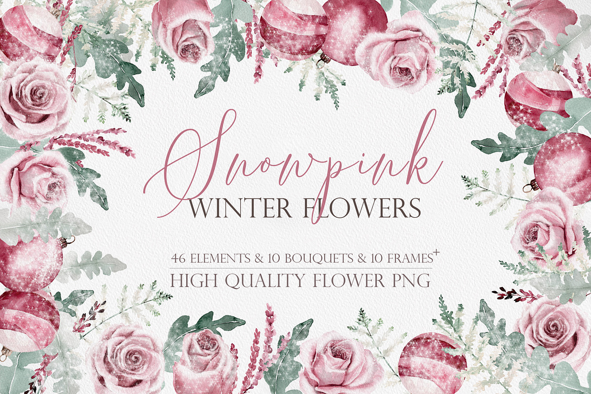 Watercolor flower - Snow pink Winter, an Illustration by Beigetime (Photo 1 of 12)