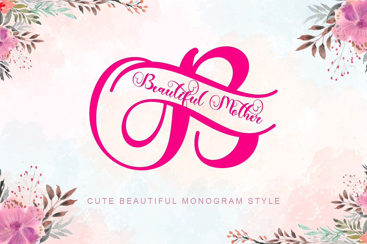 Beautiful Mother Monogram, a Handwritten Font by Yoga Letter (Photo 1 of 6)