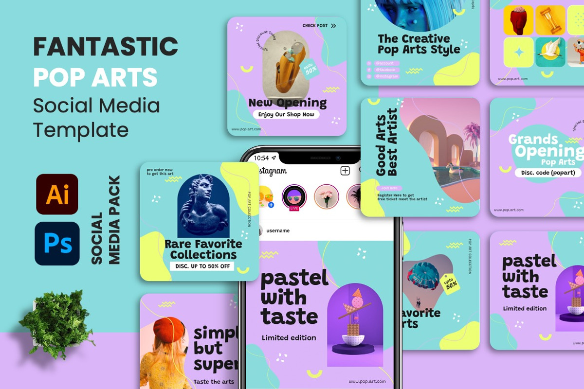Creata - Pop Art   Instagram Post, a Social Media Template by Dhabee (Photo 1 of 5)