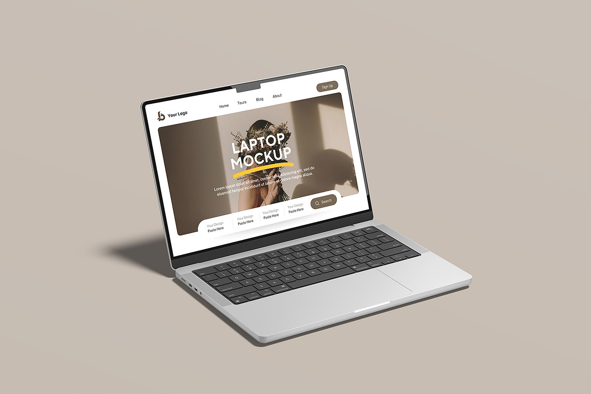 Laptop Mockup, a Device Mockup by graphicsecond (Photo 2 of 6)