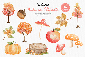 Autumn Hedgehogs Cliparts