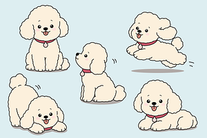 Poodle Dog Character Set Collection, an Animal Illustration by Artpon Illustration