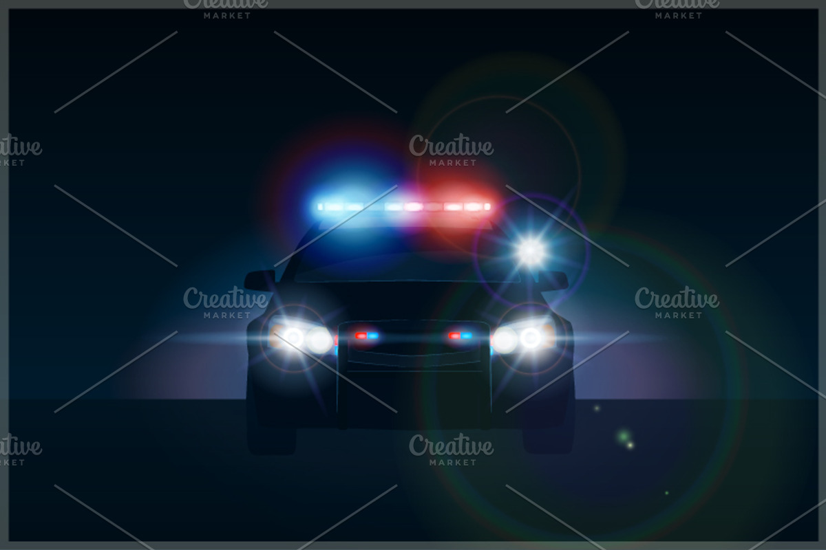 Police car at night. Vector., an Illustration by Ann-zabella