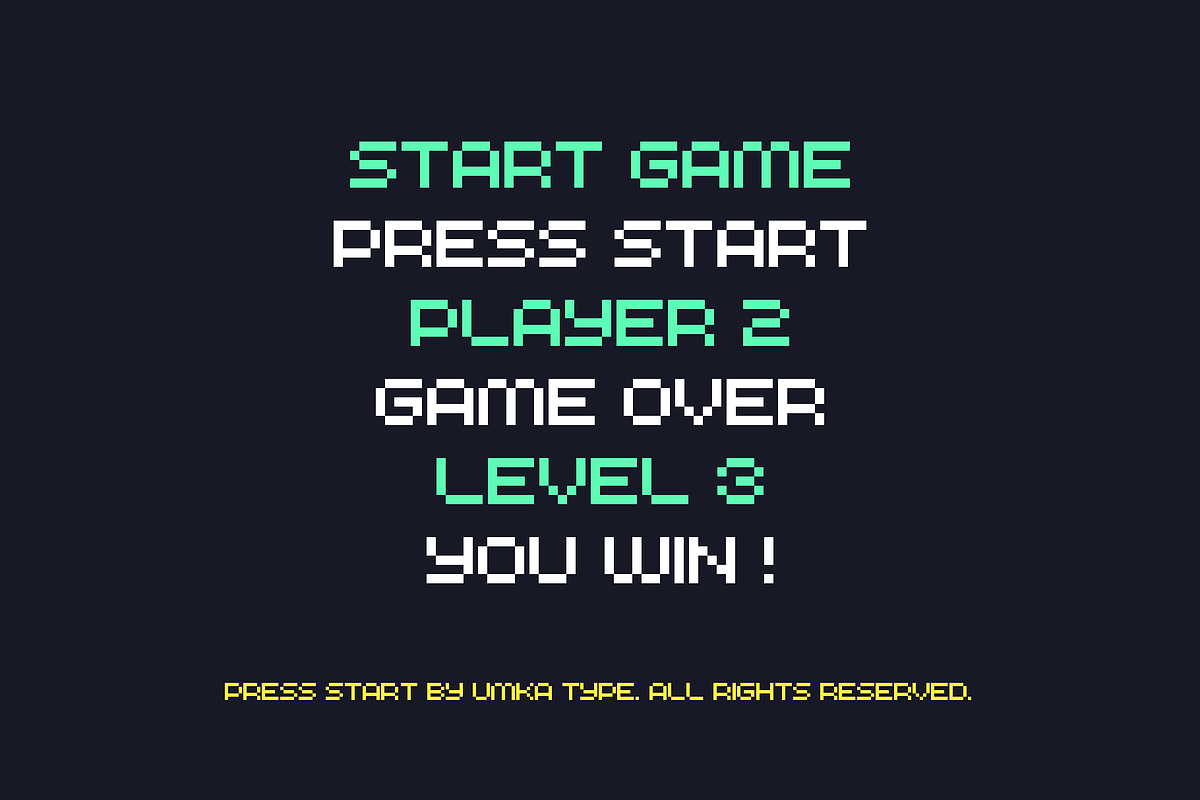 PressStart Pixel Game Font, a Sans Serif Font by alpercakici (Photo 3 of 13)