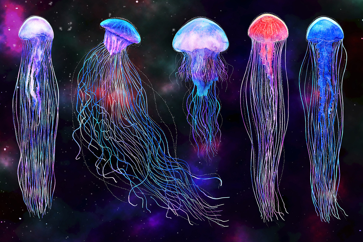 Jellyfish in the Galaxy Abstract set, a Texture Illustration by white angel arts (Photo 9 of 16)
