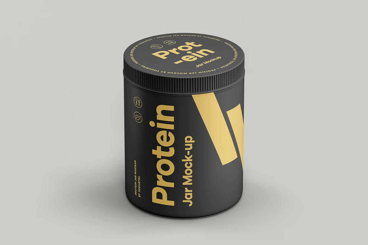 Protein Jar Mock-up, a Packaging Mockup by zippypixelstudio (Photo 5 of 8)