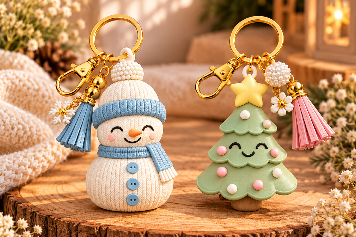 Snowman Christmas Tree Keychain STL, an Object 3D Model by Layerology (Photo 2 of 3)