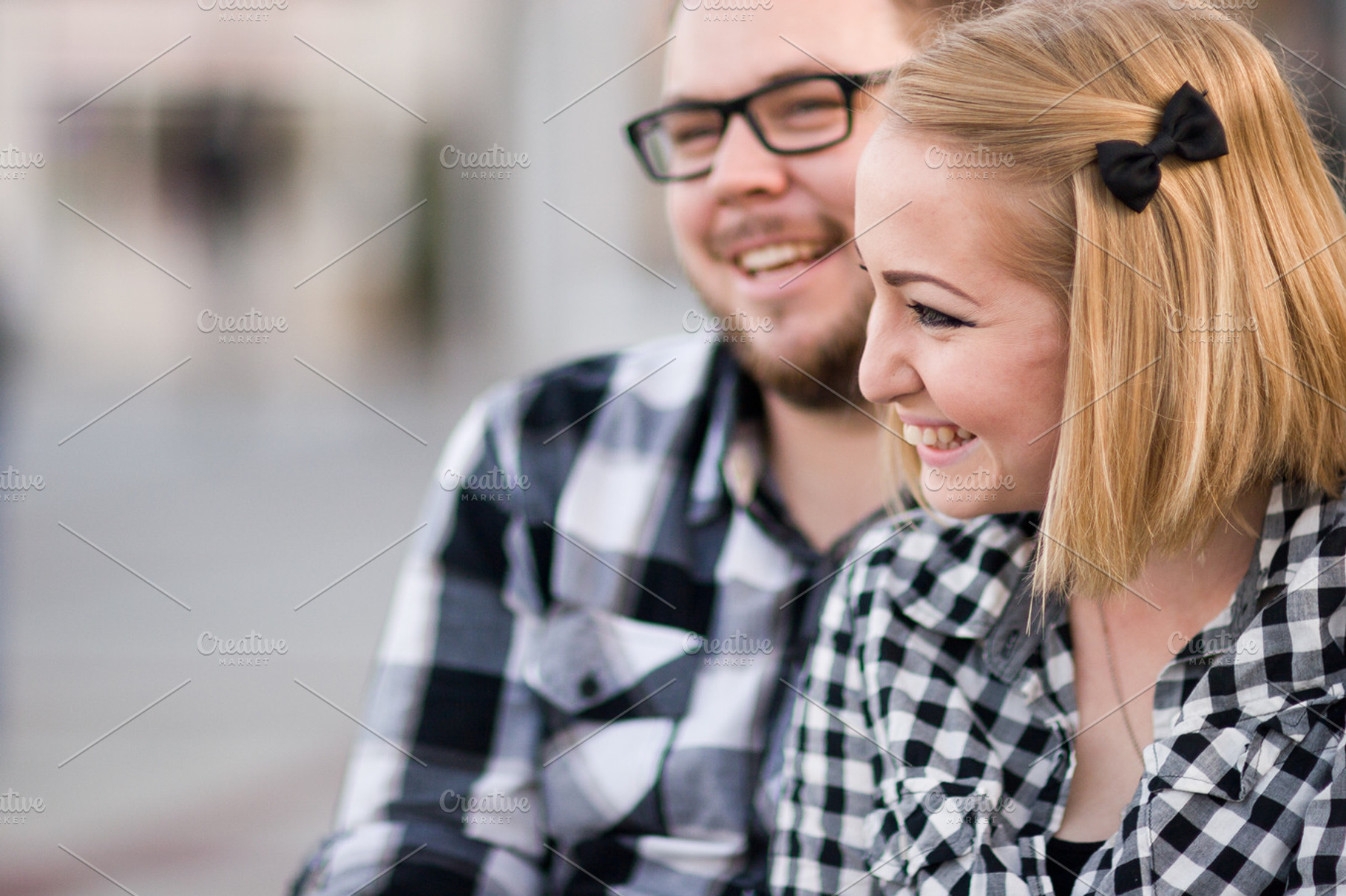 Engagement Photo Couple in Checkers