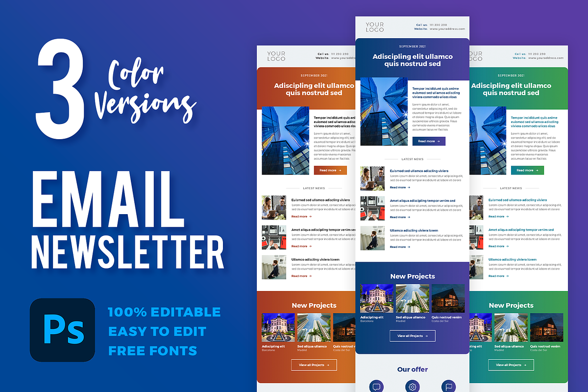 Email Newsletter Template PSD, an Email Template by Better Be a Designer (Photo 1 of 4)