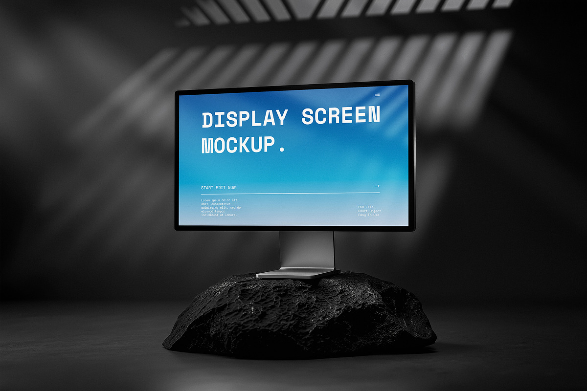 5 Mockups Desktop Display Black Rock, a Mac Mockup by smishura (Photo 4 of 9)