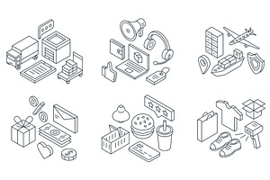 Online shopping concept. Isometric e, a Technology Illustration by Valerie Bodnar