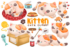 Cute Cats Clipart Watercolor