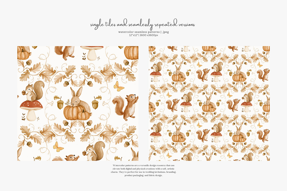autumn woodland seamless patterns, a Pattern Graphic by Patishop Art (Photo 4 of 10)