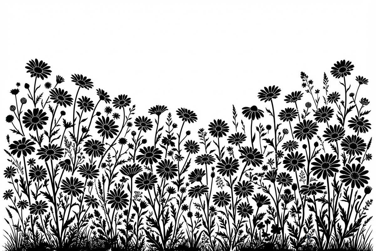 60 Daisy Flower Field Silhouette, a Seasonal Illustration by Amazin_art (Photo 34 of 36)