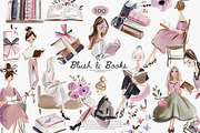 Blush Book Lover Clipart Bundle, a Decorative Illustration by Patishop Art (Thumbnail 1 of 14)