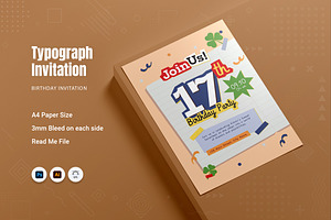 Typograph Birthday Invitation, an Invitation Template by Fannan Studio
