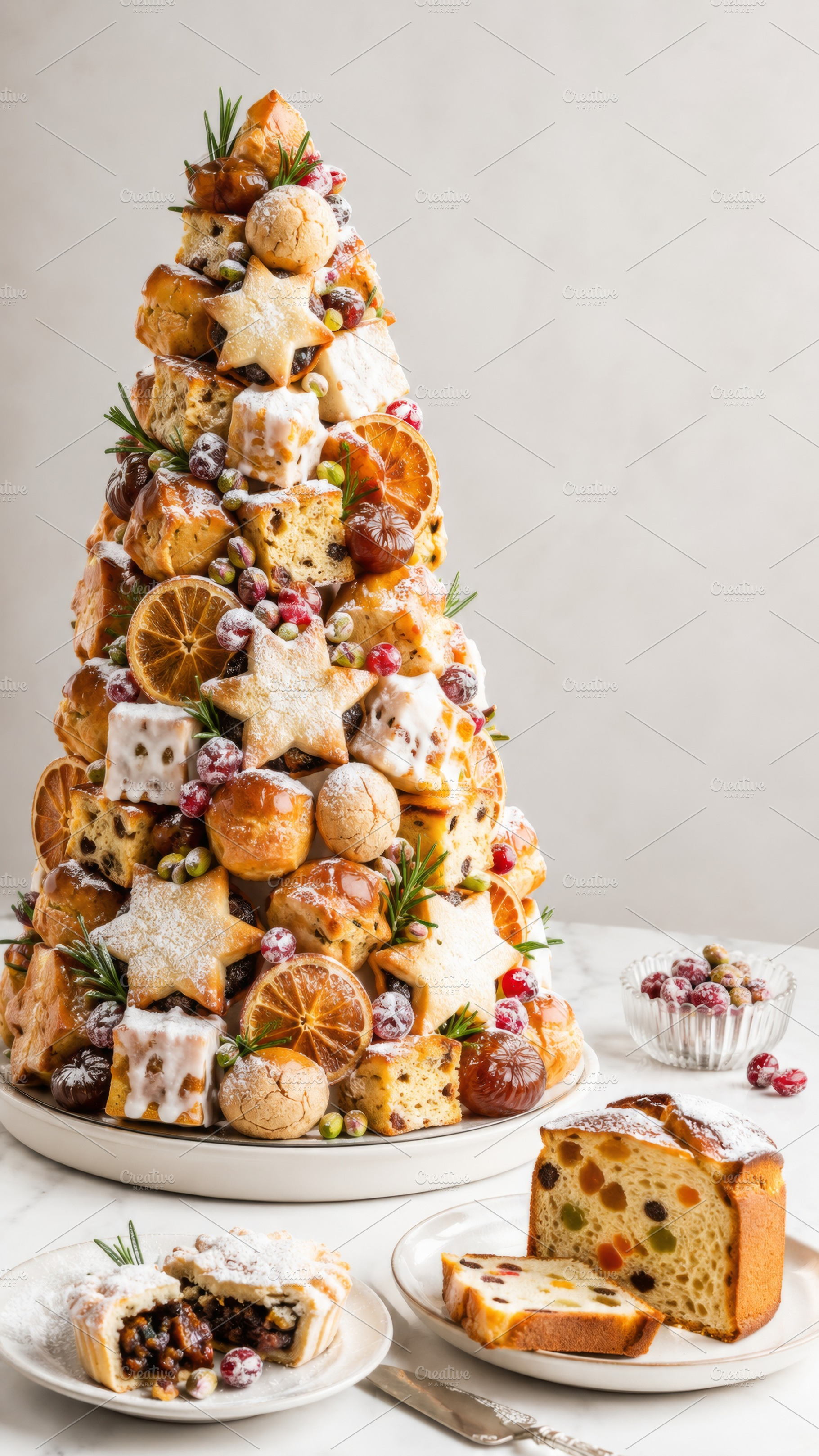 Holiday dessert tower featuring frui, a Photo by Dvoevnore photos