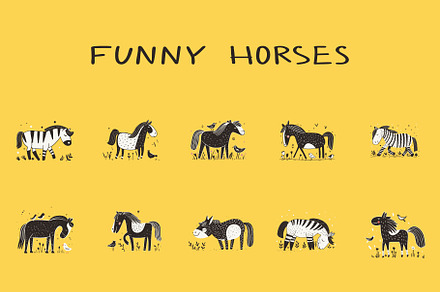 Funny horses, an Animal Illustration by Naurider