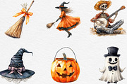 Watercolor Vintage Halloween Clipart, an Illustration by Black Bird Studio (Thumbnail 2 of 6)