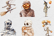 Watercolor Halloween Mummy Clipart, an Illustration by Black Bird Studio (Thumbnail 2 of 6)