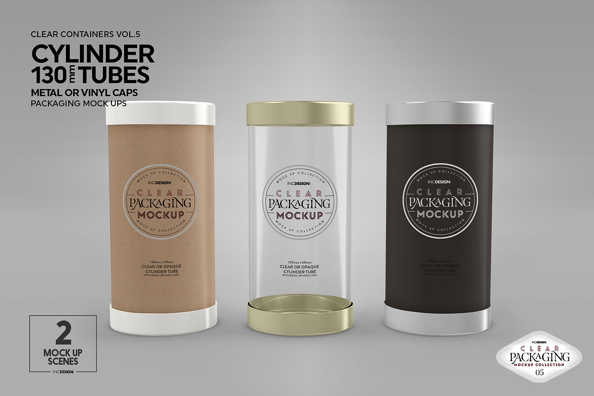 130mm Cylinder Tube Packaging Mockup, a Cups & Container Mockup by INCDesign (Photo 11 of 15)
