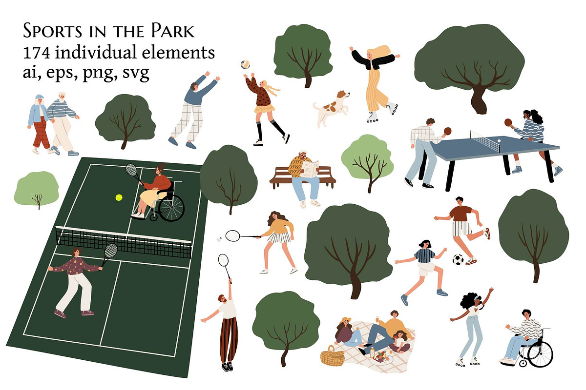 Active People in Park Illustration, a Person Illustration by LyubovZaytseva (Photo 1 of 13)