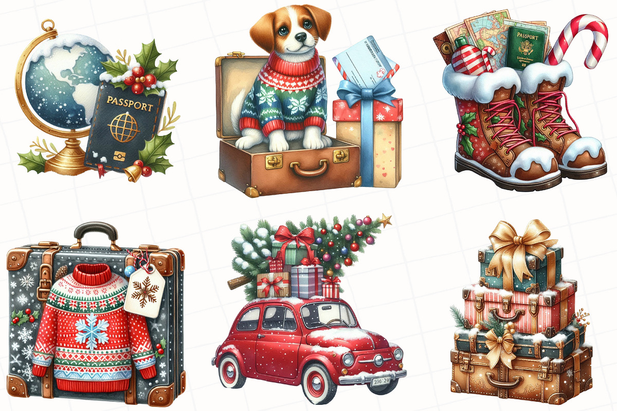 Christmas Travel Clipart, an Illustration by OK Design (Photo 3 of 5)