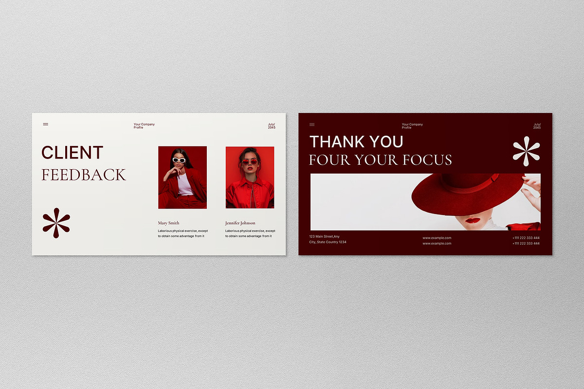 Red Fashion Portfolio Google Slide, a Presentation Template by graphicook (Photo 4 of 4)