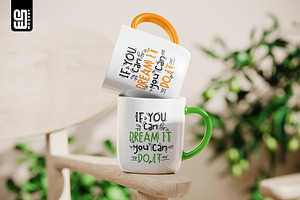 Ceramic Mug On The Chair Arm Mockup