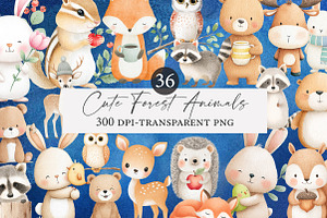 Cute Forest Animals Clipart, an Illustration by Designworld
