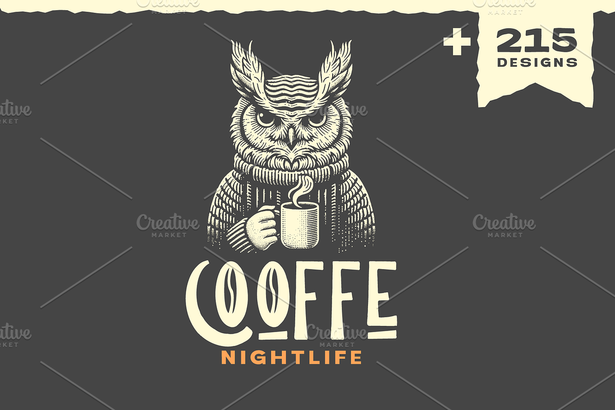 Vintage Great Horned Owl Designs, an Animal Illustration by devastd (Photo 1 of 13)