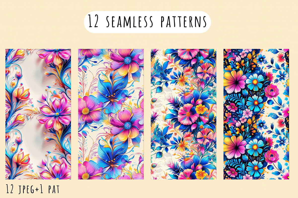 Dreamy Neon Floral Patterns, a Pattern Graphic by Art Sproot (Photo 5 of 7)