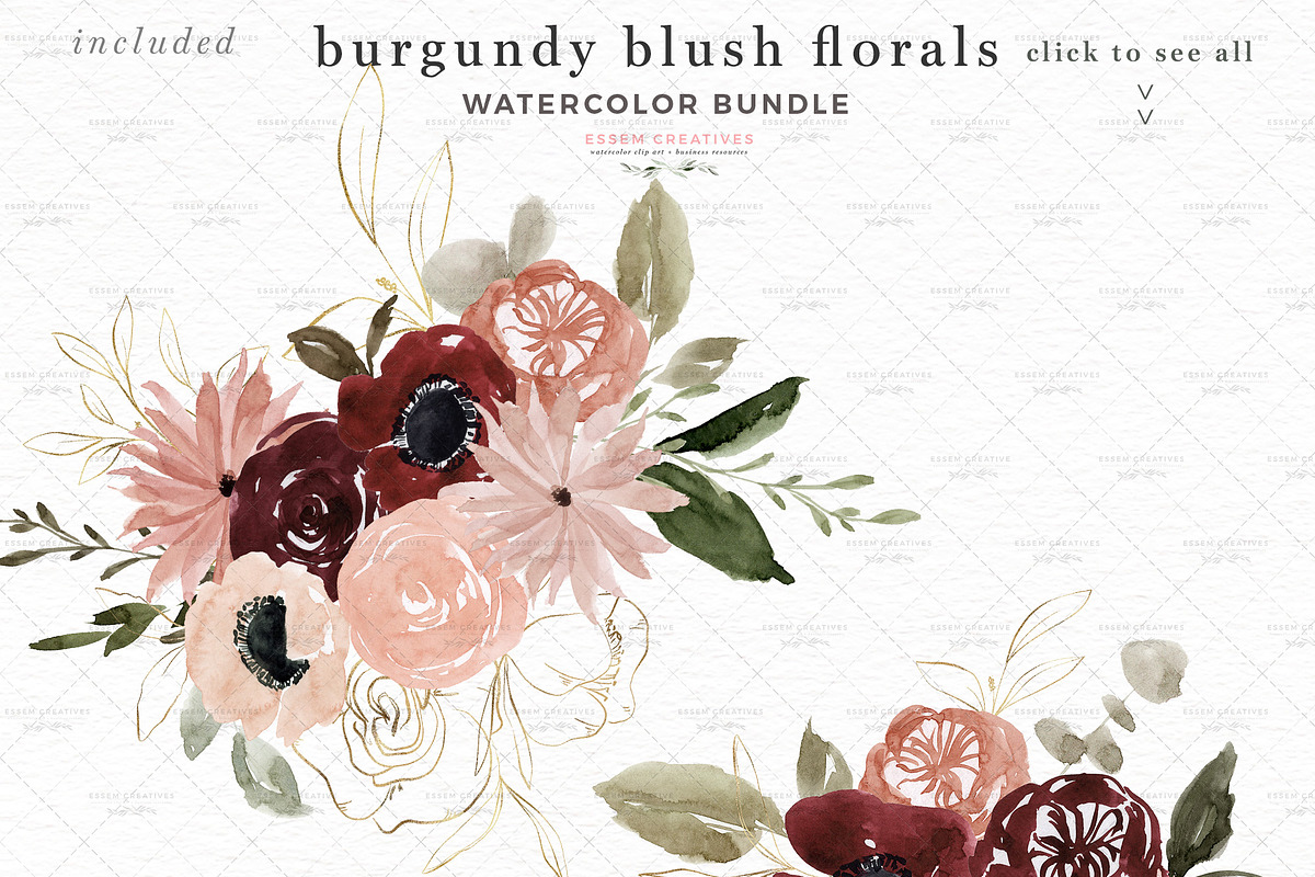 Burgundy Blush Floral Clip Art PNG, a Texture Illustration by Essem Creatives (Photo 2 of 9)