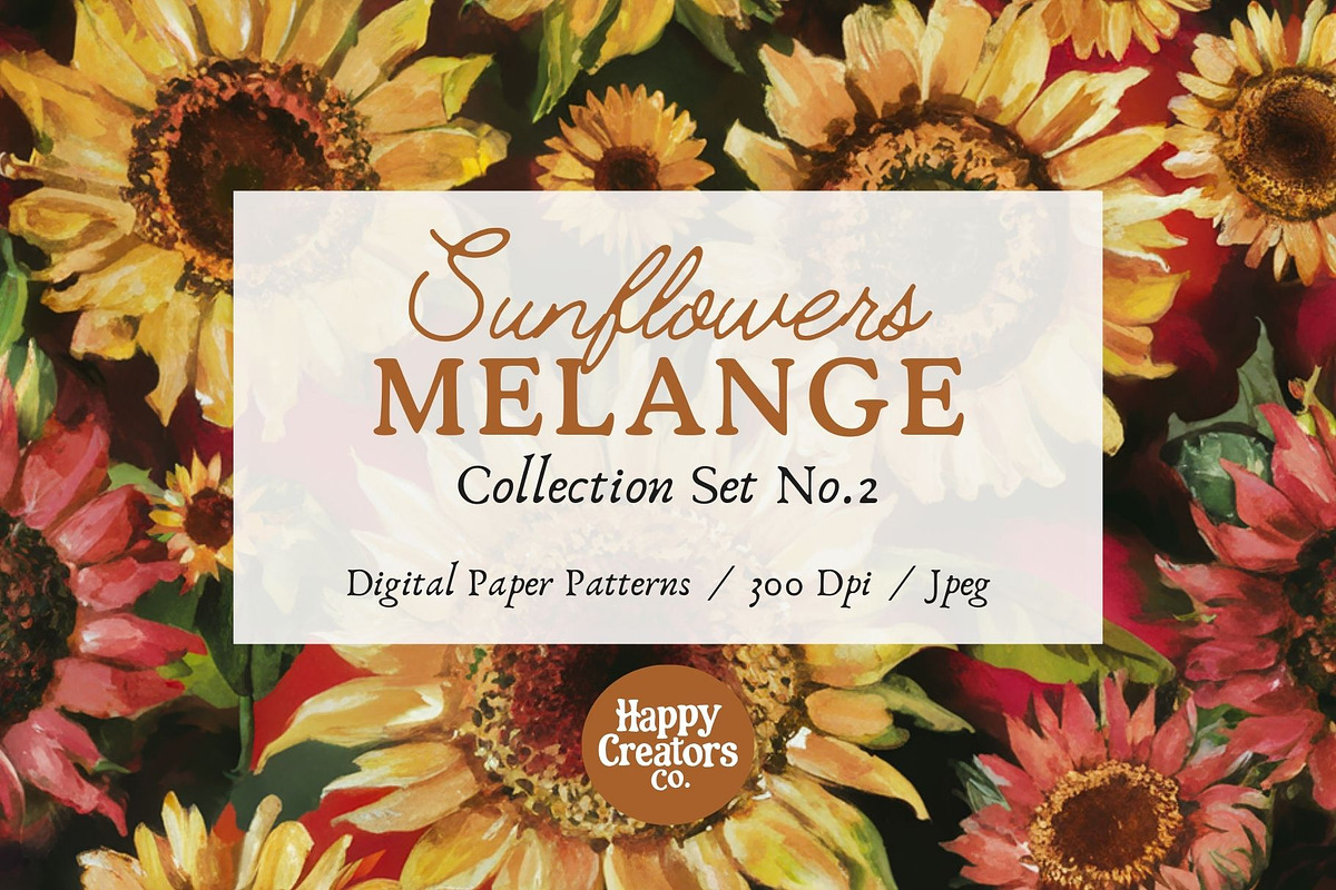 Sunflowers Melange Digital Papers #2, a Pattern Graphic by Happy Creators Co. (Photo 1 of 7)