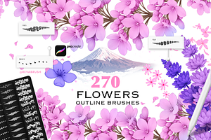 Procreate Flowers Outline brushes, a Brush Add-On by Revabrush