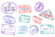 Vector Grunged Passport Stamps, an Illustration by FourLeafLover (Thumbnail 2 of 2)