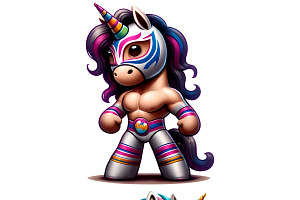 Luchador Unicorn Clipart Set