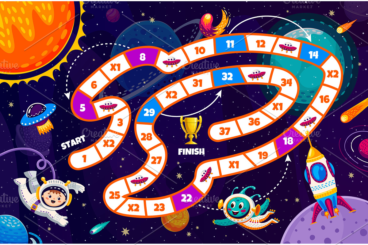 Kids space board step game, a Technology Illustration by Vector Tradition