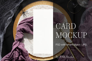 Halloween Card Mockup 4x9 Menu fall