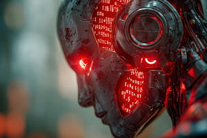 Futuristic Robot Red Eyes Digital Da, a Photo by Pixeness Studio