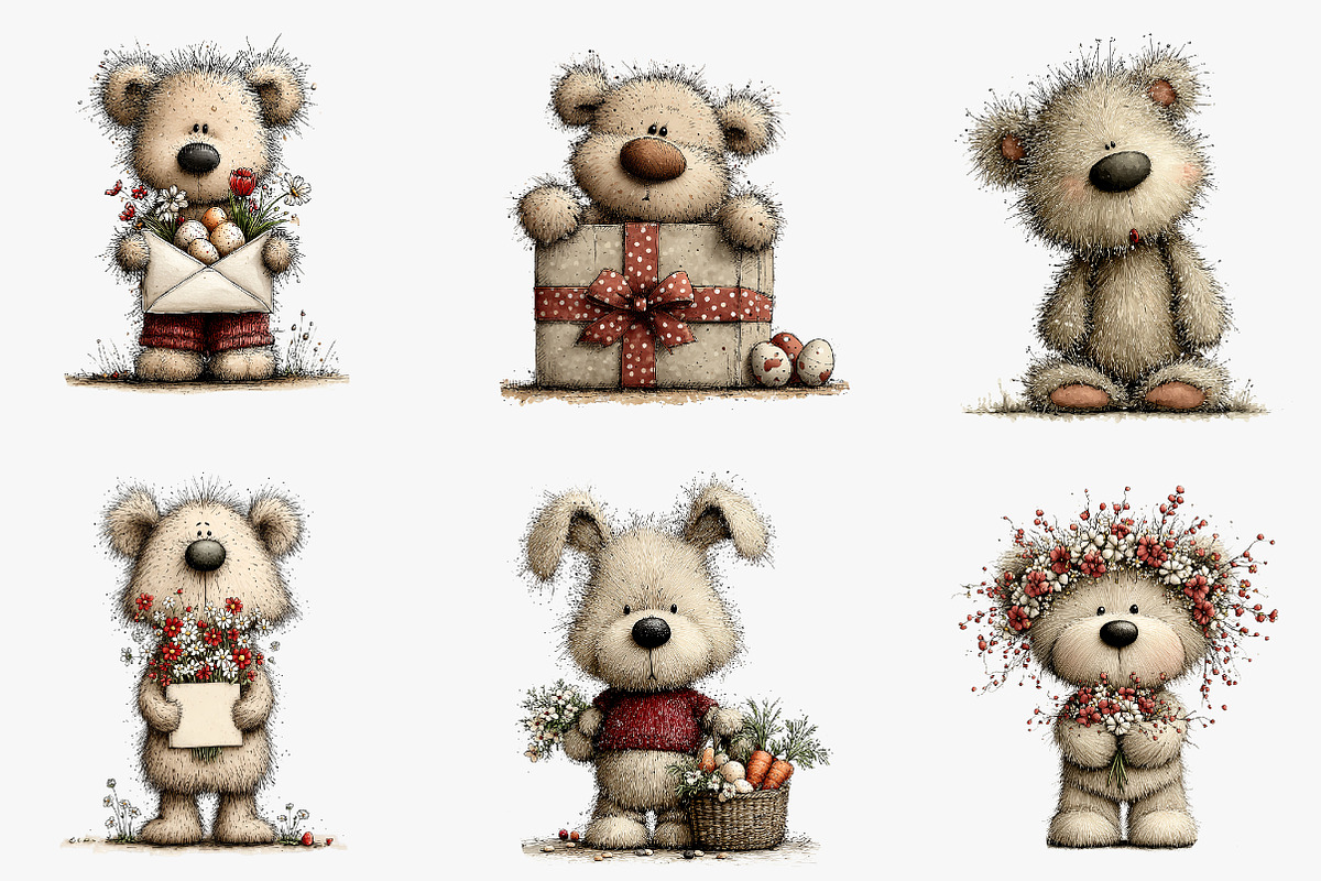 Whimsical Easter Teddy Bear Clipart, an Illustration by CreationArt (Photo 4 of 5)